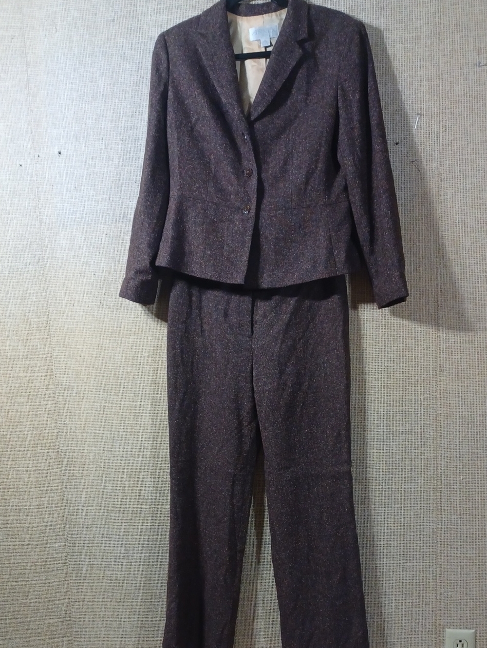 Casual Corner Brown Tweed Pantsuit - Two-Piece Set